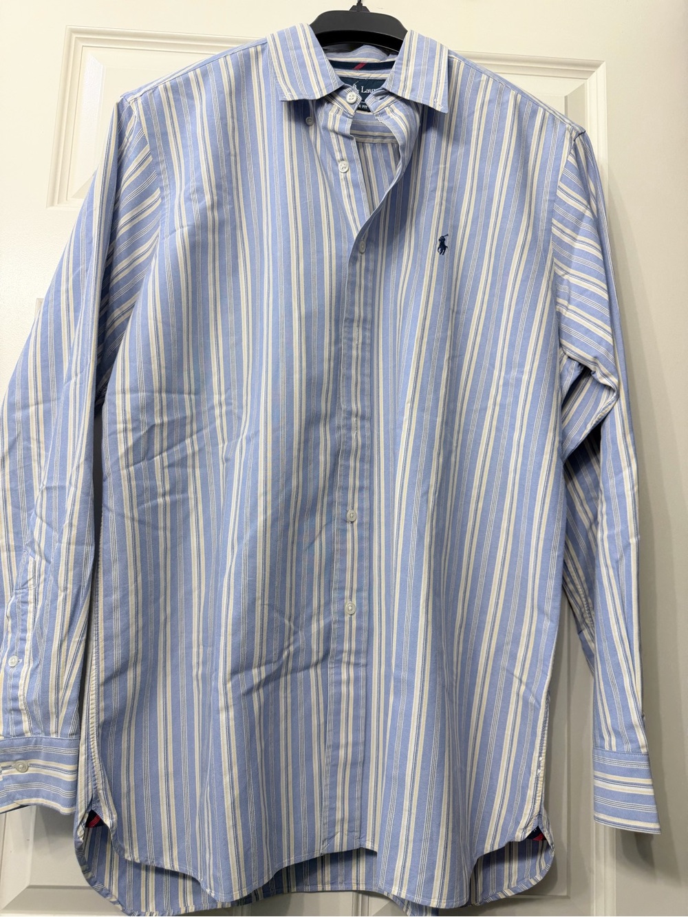 Ralph Lauren Light Blue and White Striped Dress Shirt Classic Fiit